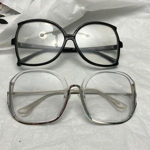 Set of two oversize faux glasses, black, clear/silver